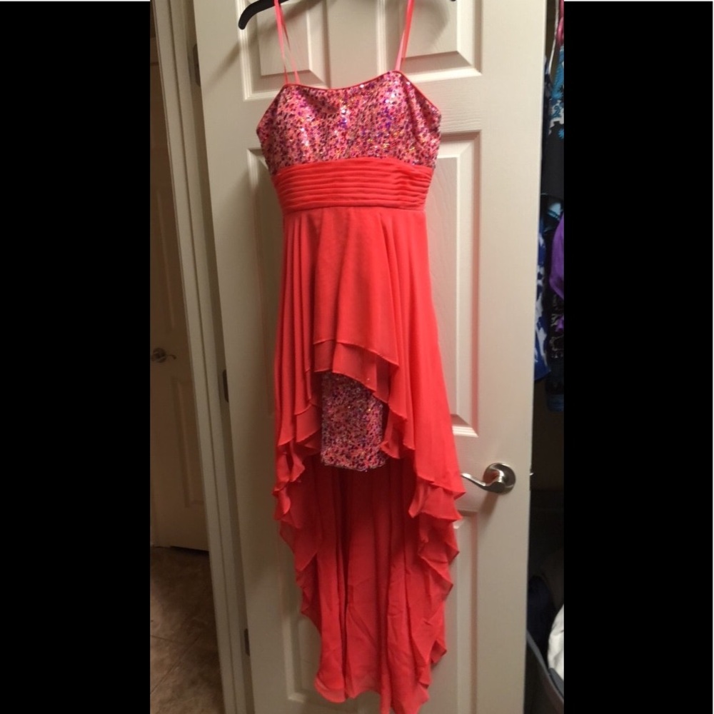 Strapless salmon color Formal Dress